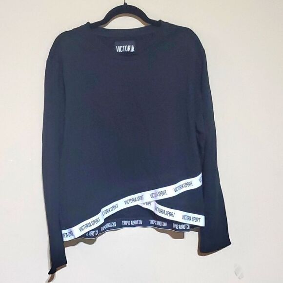VICTORIA'S SECRET Sport Logo Banded Black Sweatshirt - Size Large - Picture 1 of 6